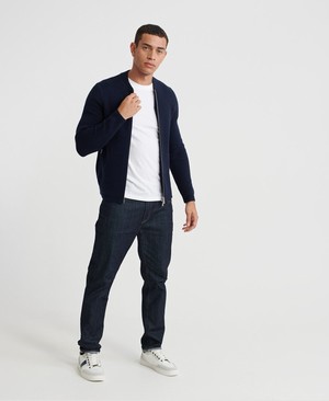 Superdry Edit Cipzár Through Milano Cardigan Férfi Ugró Sötétkék | SQNBR7381